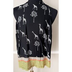 Worthington Giraffe Tank Top Blouse Sz XL NEW Summer Sheer Vacation Animal Print